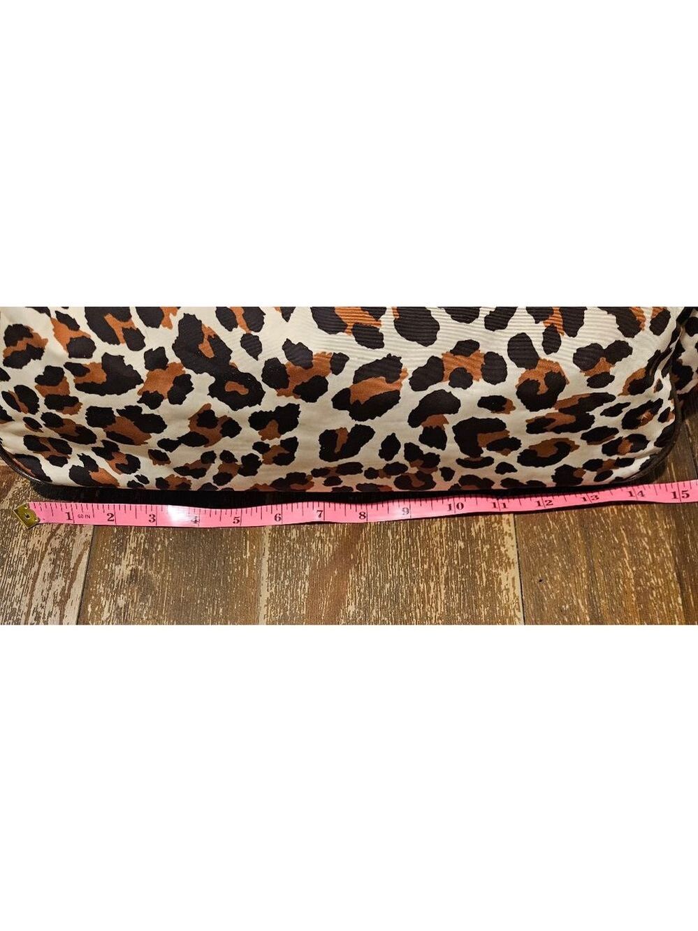 Women's Tory Burch Leopard Print Large Tote Bag Rope Handles Brown Beige - Picture 8 of 12